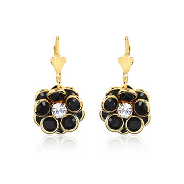 18K Gold Layered Oro Laminado Clear Cubic Zirconia Center with Black